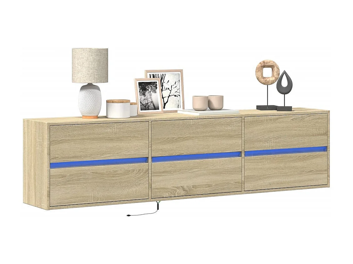 Berkfield TV Wall Cabinet with LED Sonoma Oak 180x31x45 cm