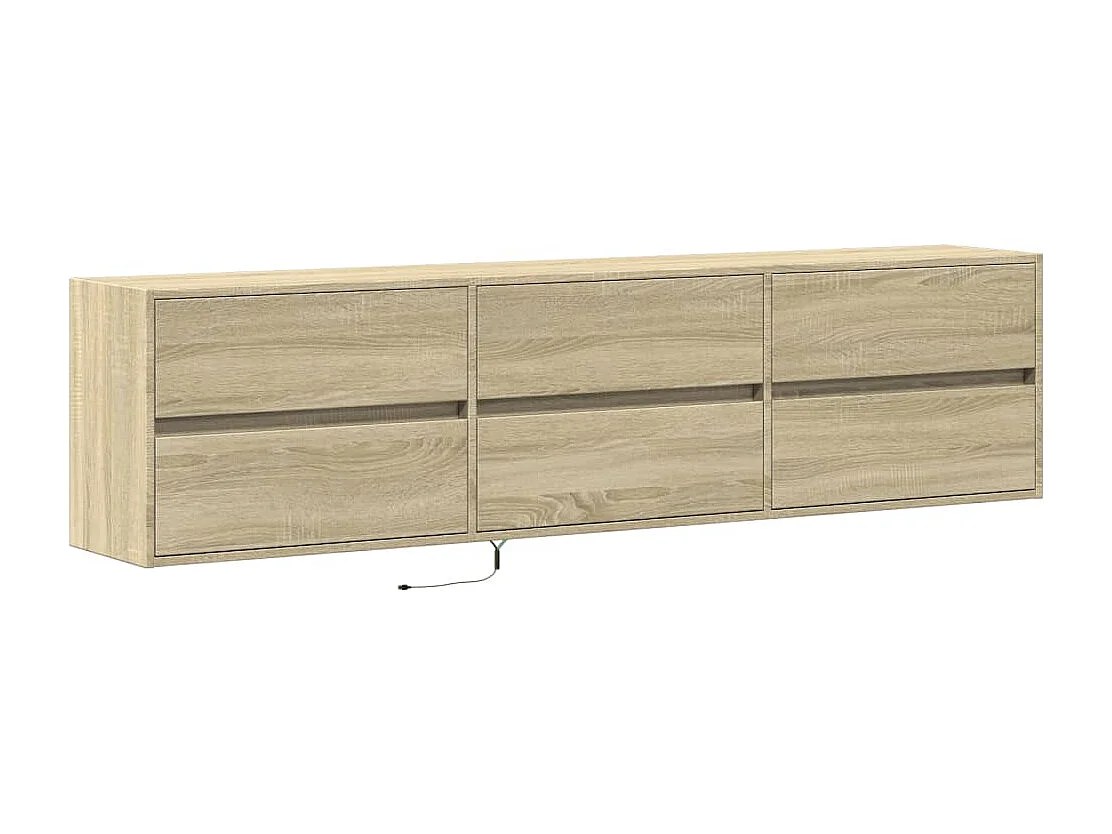 Berkfield TV Wall Cabinet with LED Sonoma Oak 180x31x45 cm