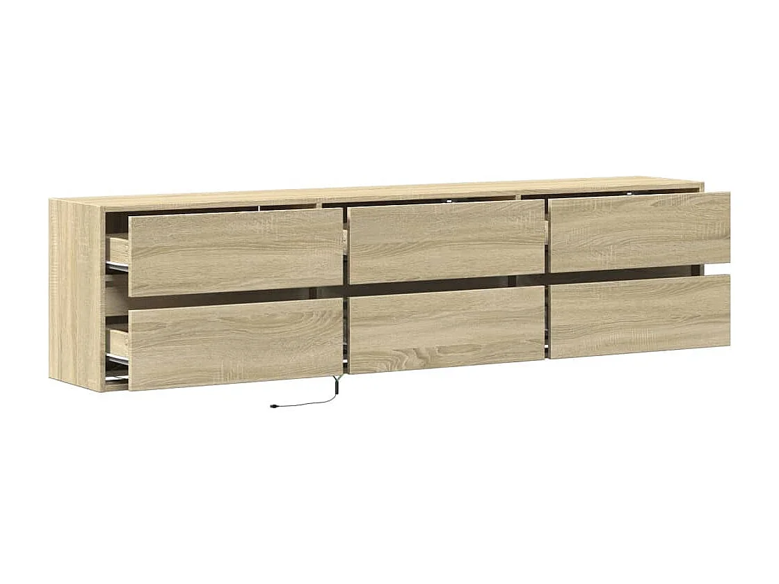 Berkfield TV Wall Cabinet with LED Sonoma Oak 180x31x45 cm