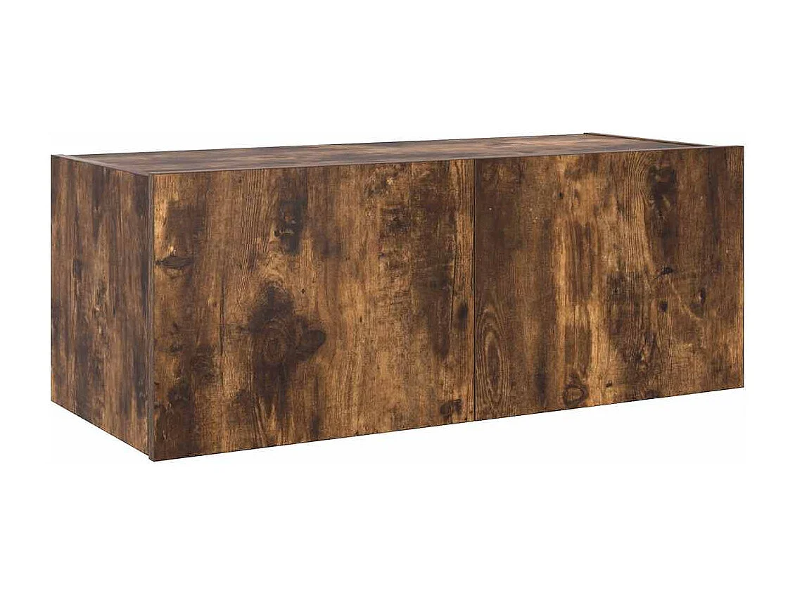 Berkfield TV Wall Cabinet with LED Lights Smoked Oak 80x35x31 cm