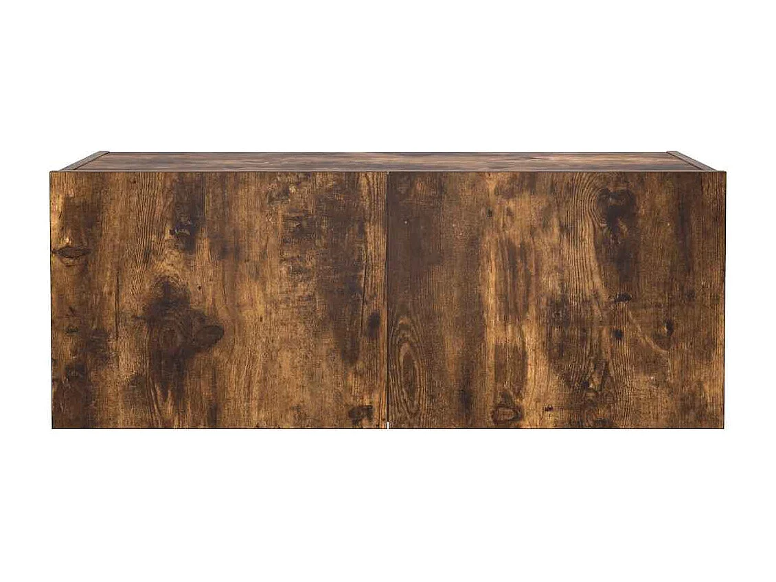 Berkfield TV Wall Cabinet with LED Lights Smoked Oak 80x35x31 cm