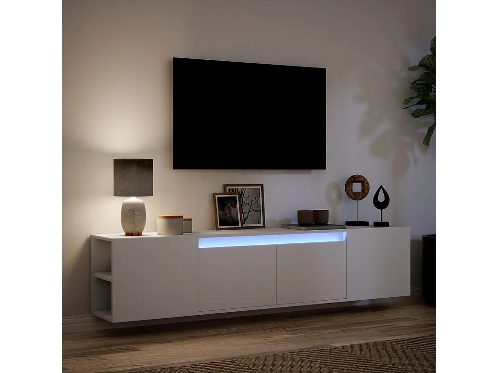 Berkfield TV Wall Cabinet with LED White 180x31x39.5 cm