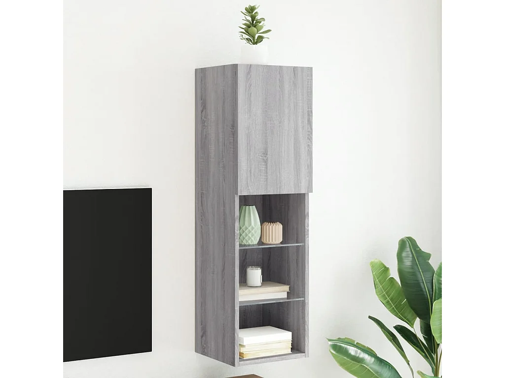 Berkfield TV Cabinet with LED Lights Grey Sonoma 30.5x30x102 cm