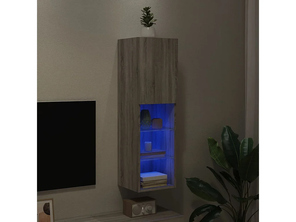 Berkfield TV Cabinet with LED Lights Grey Sonoma 30.5x30x102 cm