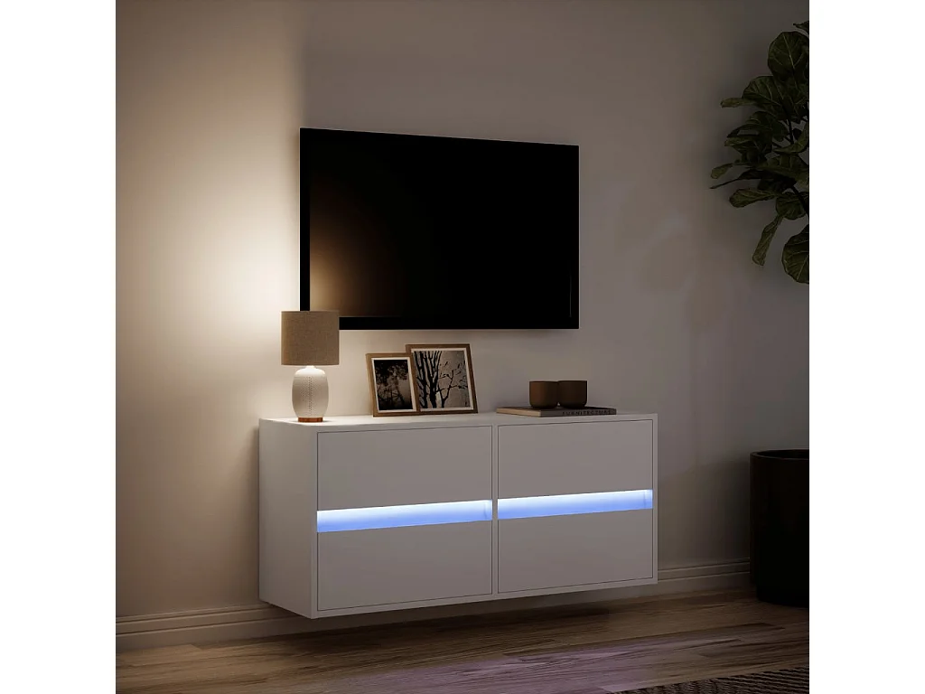 Berkfield TV Wall Cabinet with LED Lights White 100x31x45 cm