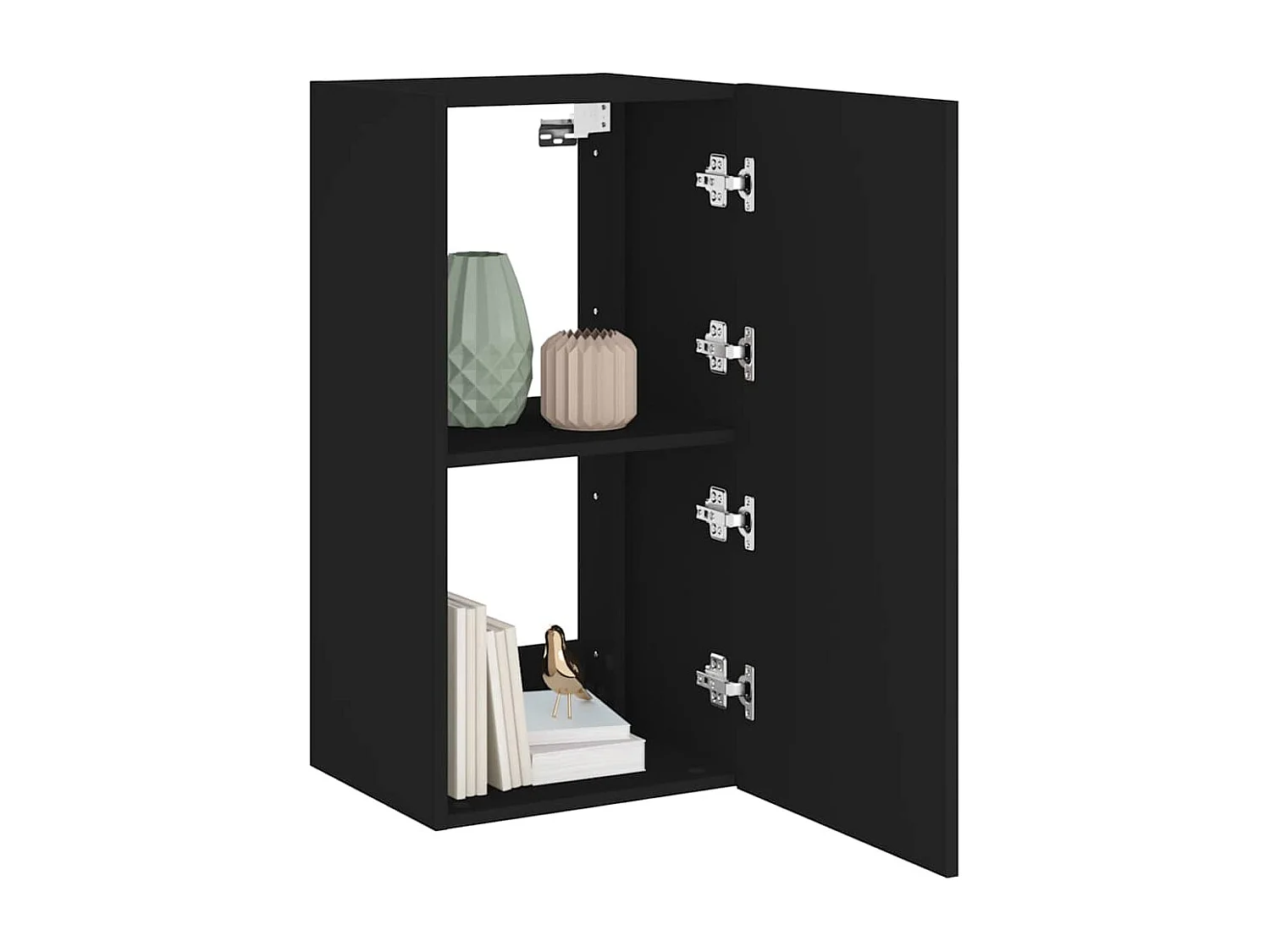 Berkfield TV Wall Cabinet with LED Lights Black 40.5x35x80 cm