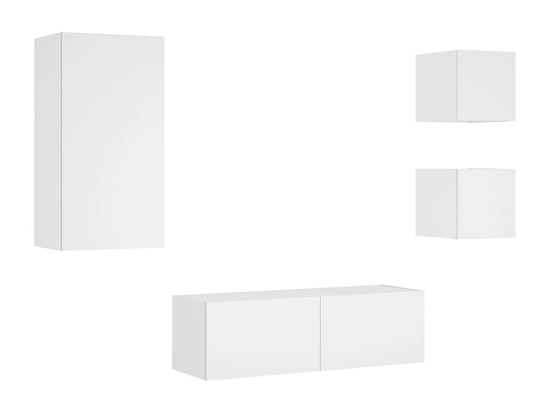 Berkfield 4 Piece TV Wall Cabinets with LED Lights White
