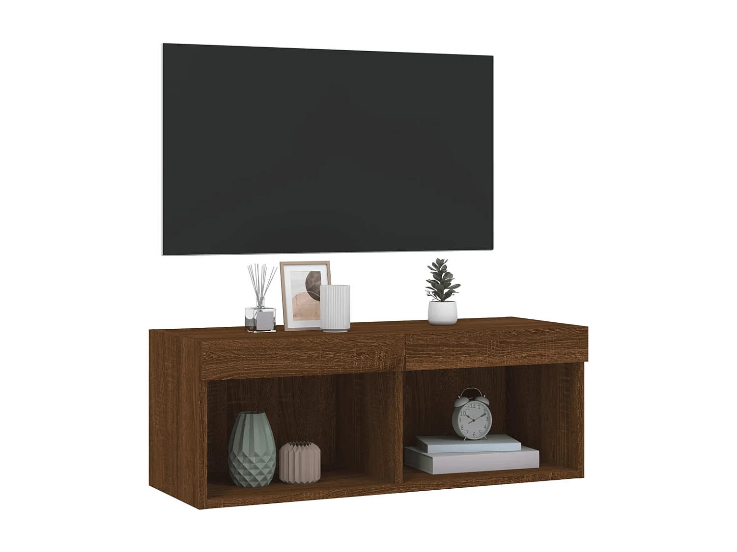 Berkfield TV Cabinet with LED Lights Brown Oak 80x30x30 cm