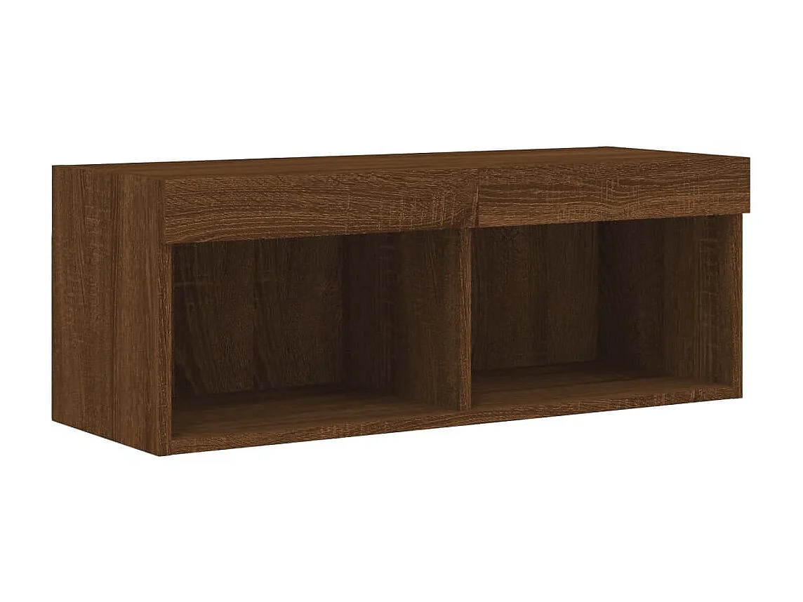 Berkfield TV Cabinet with LED Lights Brown Oak 80x30x30 cm
