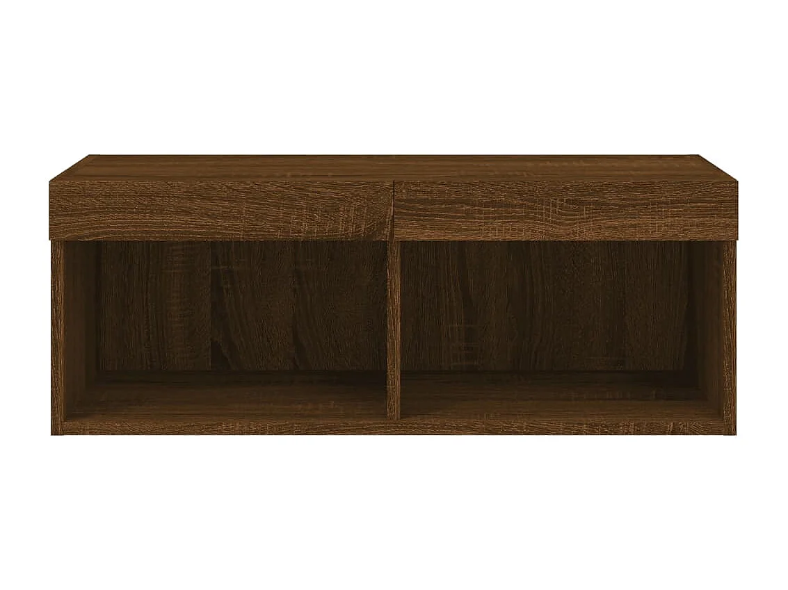 Berkfield TV Cabinet with LED Lights Brown Oak 80x30x30 cm