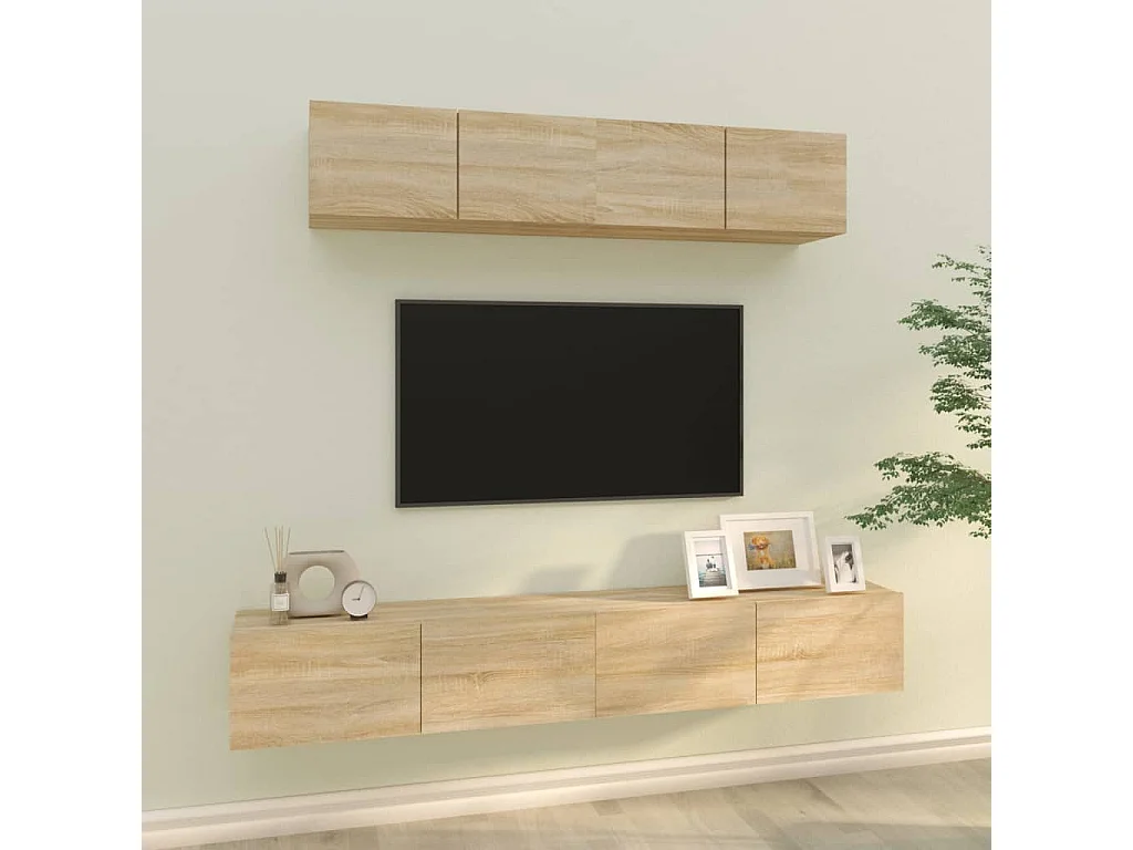 Berkfield 4 Piece TV Cabinet Set Sonoma Oak Engineered Wood
