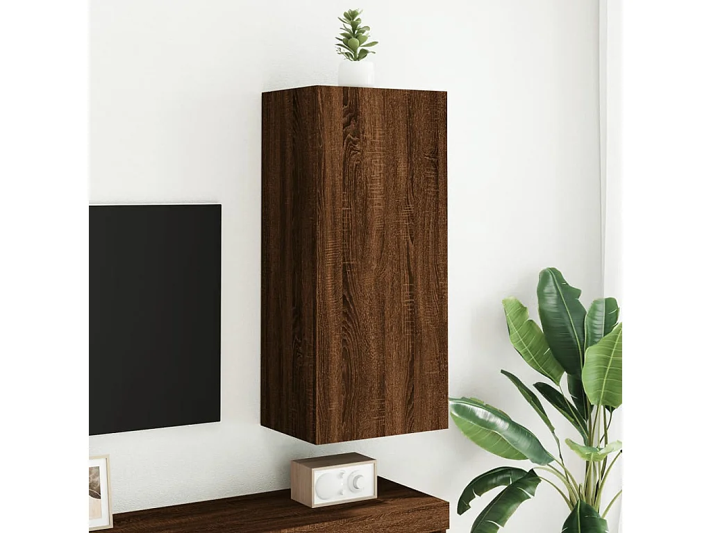 Berkfield TV Wall Cabinet Brown Oak 40.5x30x90 cm Engineered Wood