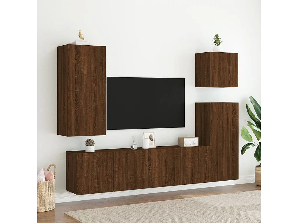 Berkfield TV Wall Cabinet Brown Oak 40.5x30x90 cm Engineered Wood