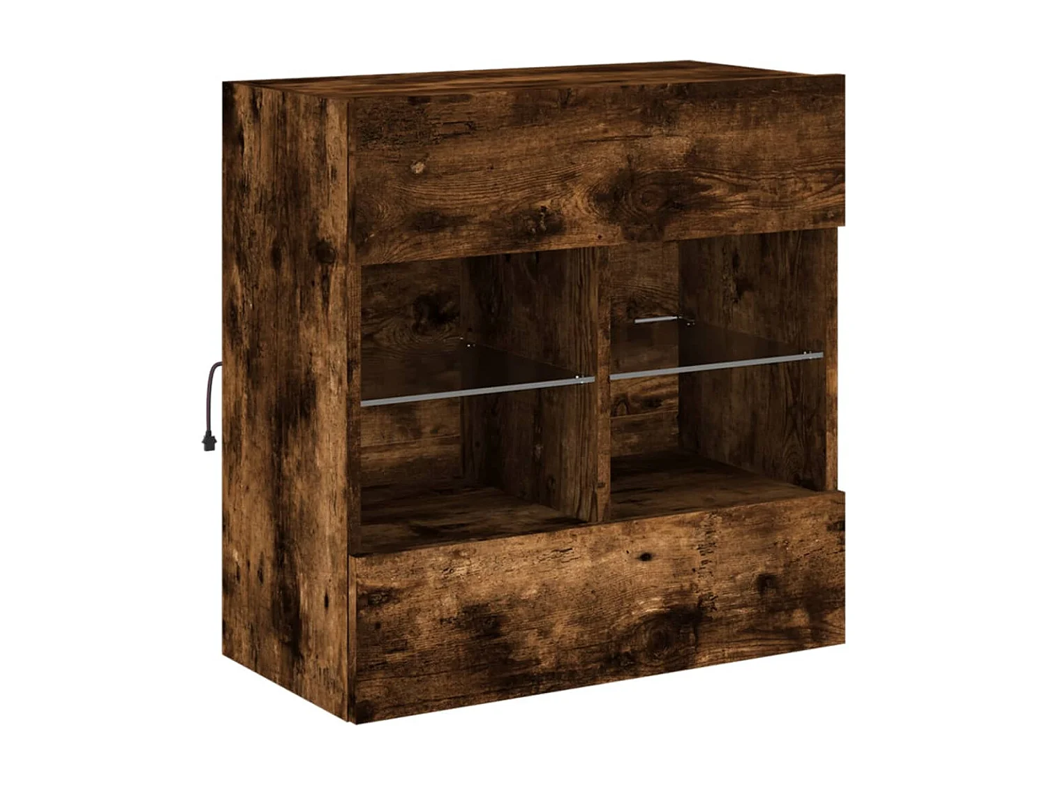 Berkfield TV Wall Cabinet with LED Lights Smoked Oak 58.5x30x60.5 cm