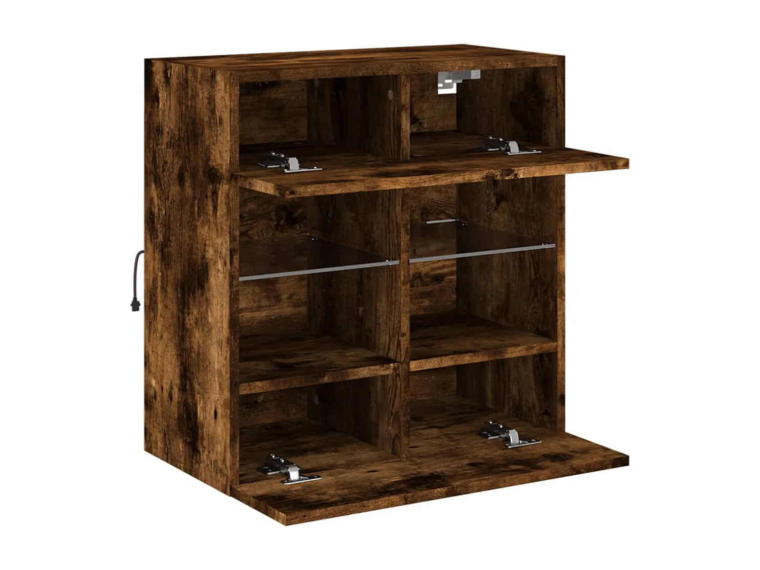 Berkfield TV Wall Cabinet with LED Lights Smoked Oak 58.5x30x60.5 cm