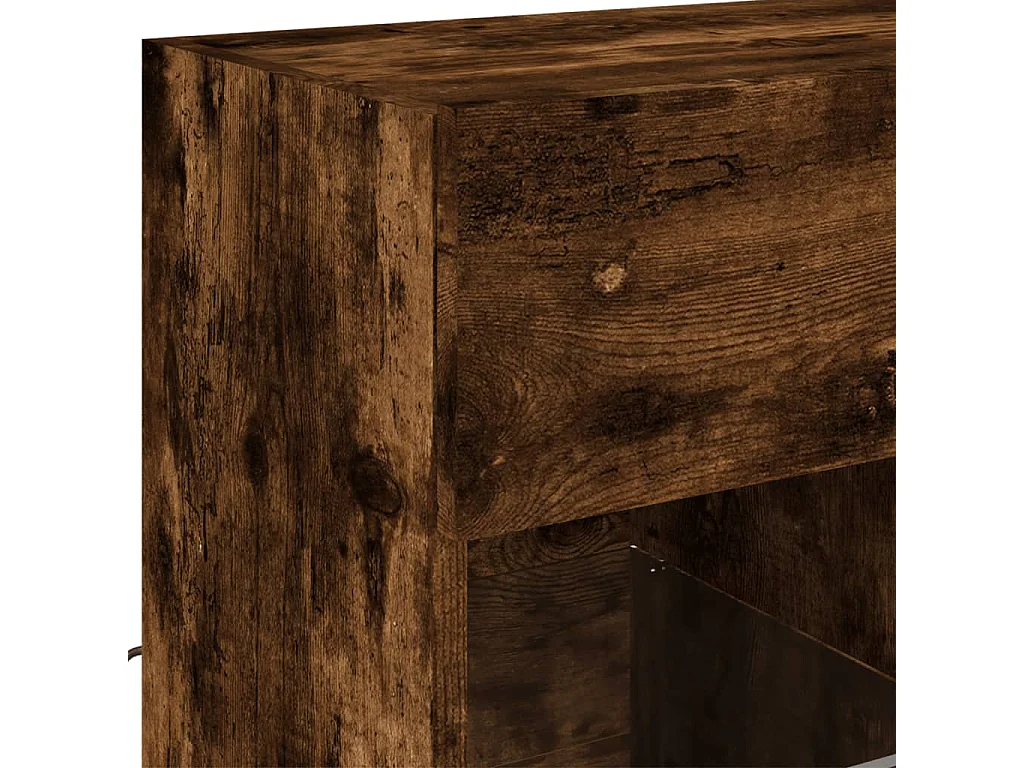 Berkfield TV Wall Cabinet with LED Lights Smoked Oak 58.5x30x60.5 cm