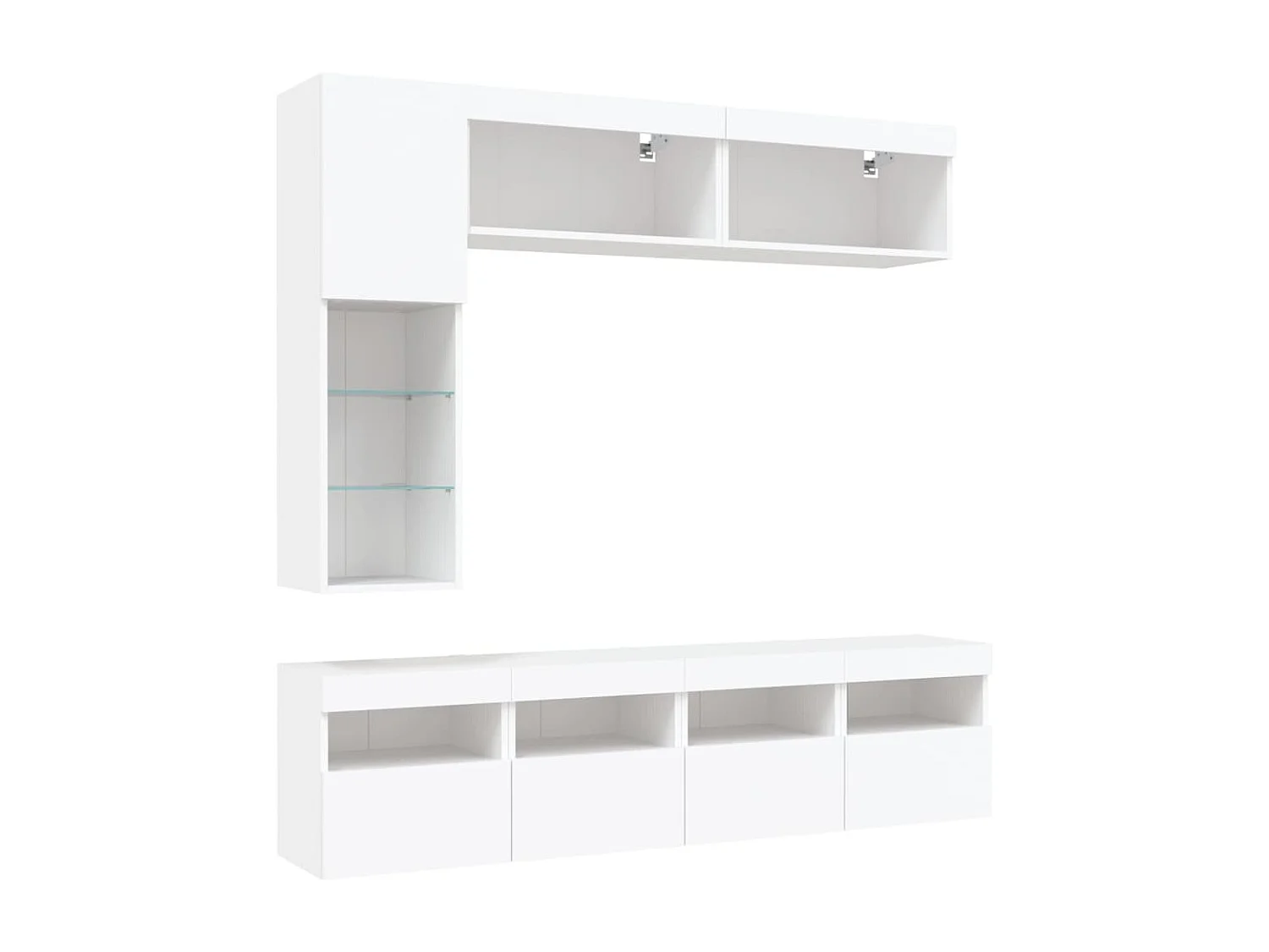 Berkfield 7 Piece TV Wall Cabinet Set with LED Lights White