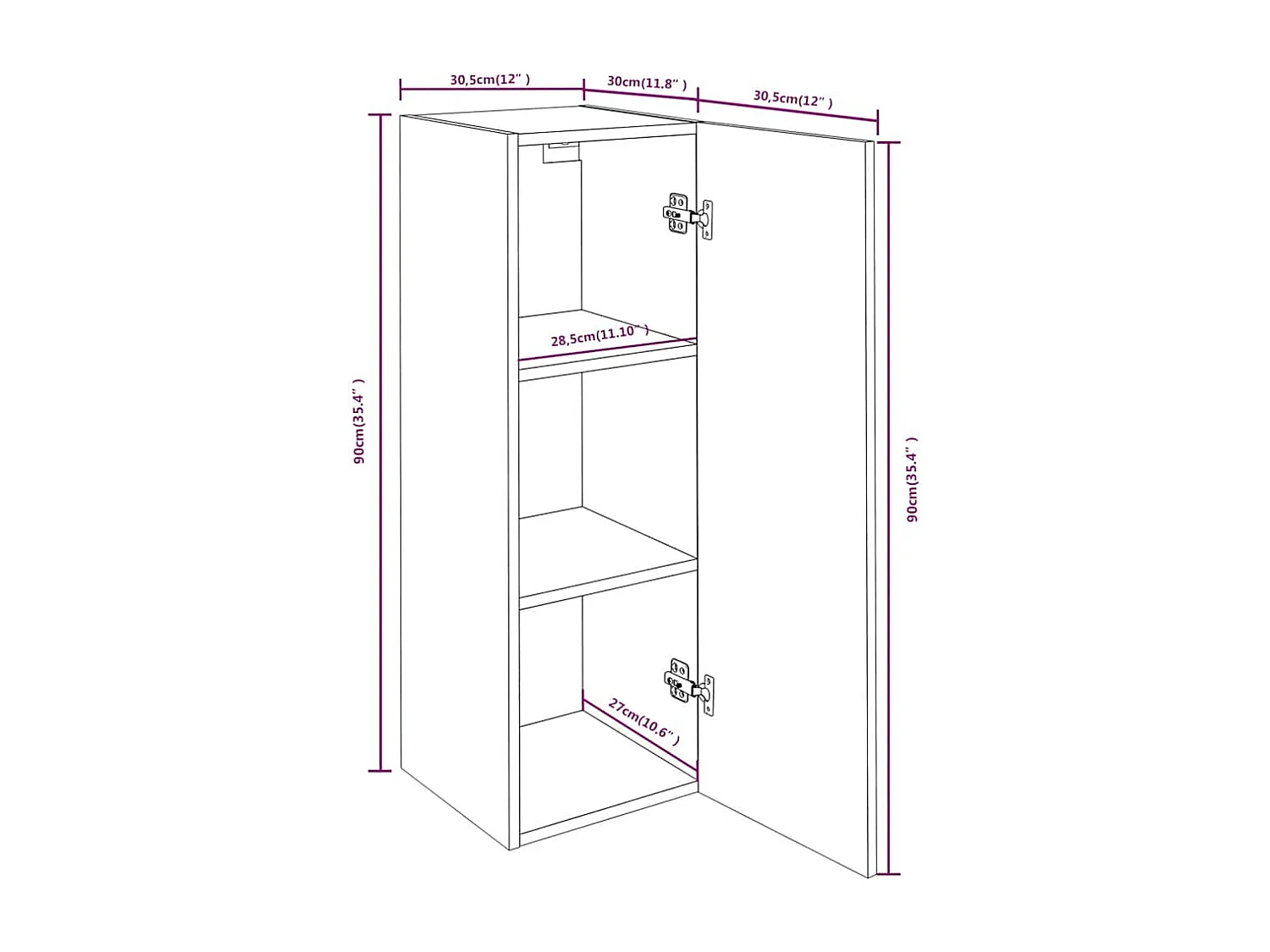 Berkfield TV Cabinet Smoked Oak 30.5x30x90 cm Engineered Wood