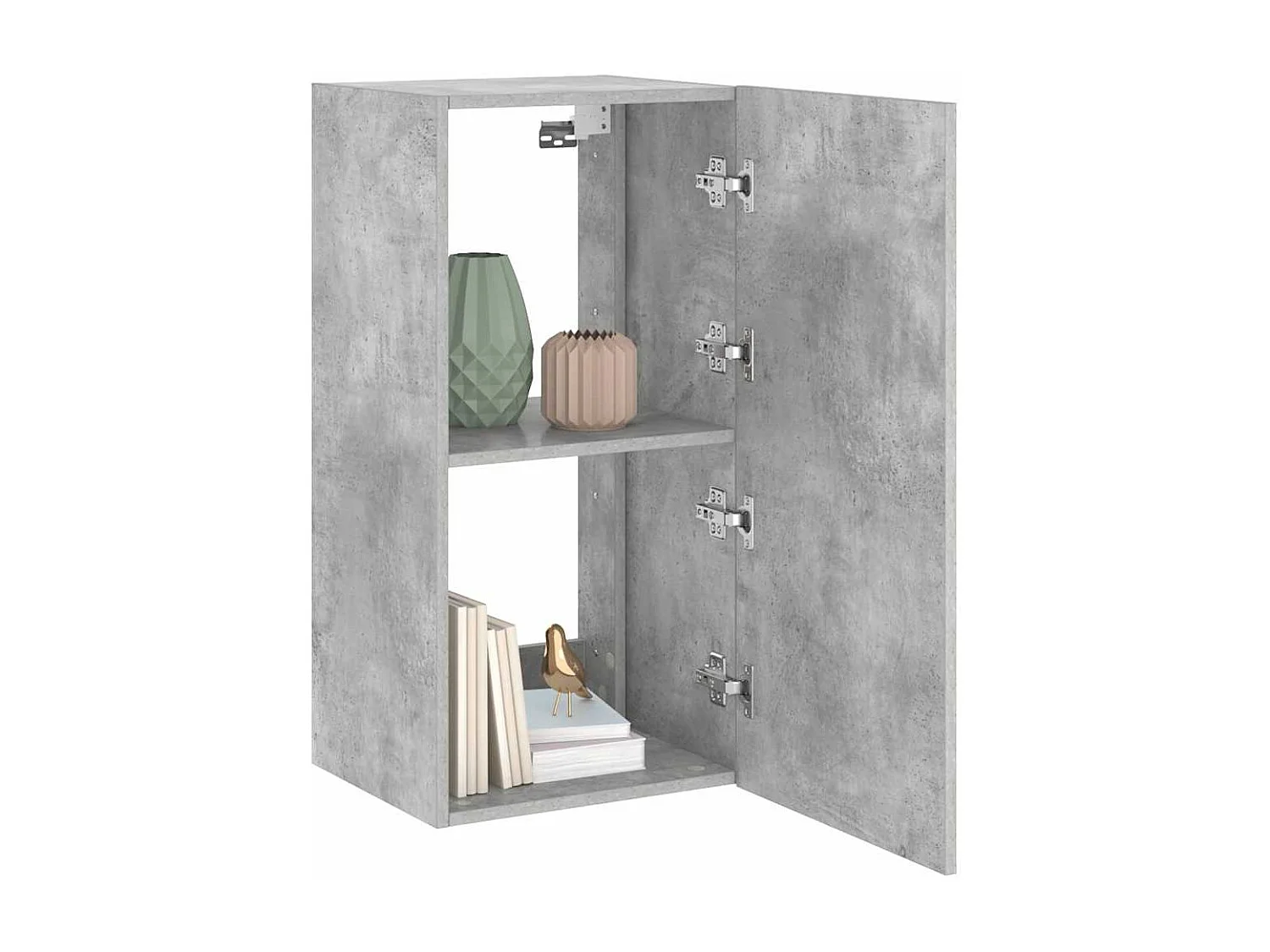 Berkfield TV Wall Cabinet with LED Lights Concrete Grey 40.5x35x80 cm