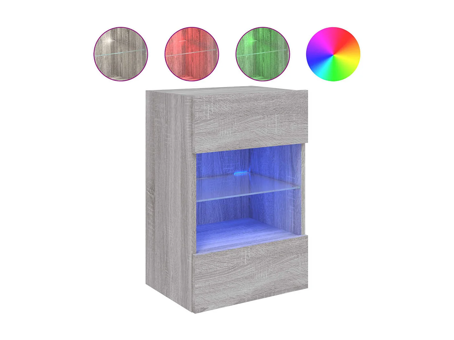 Berkfield TV Wall Cabinet with LED Lights Grey Sonoma 40x30x60.5 cm