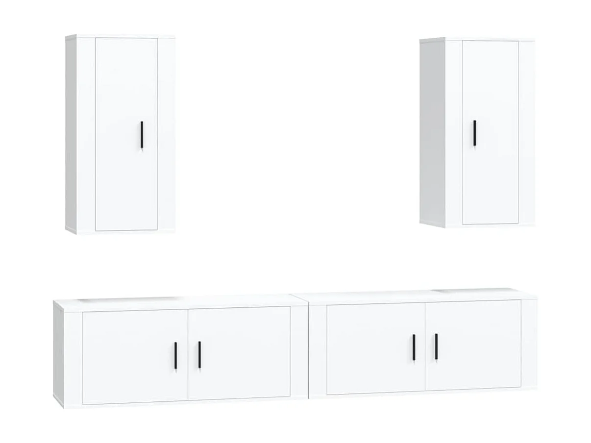 Berkfield 4 Piece TV Cabinet Set White Engineered Wood