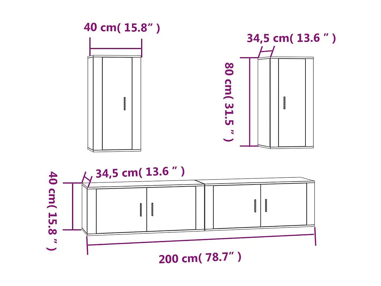 Berkfield 4 Piece TV Cabinet Set White Engineered Wood