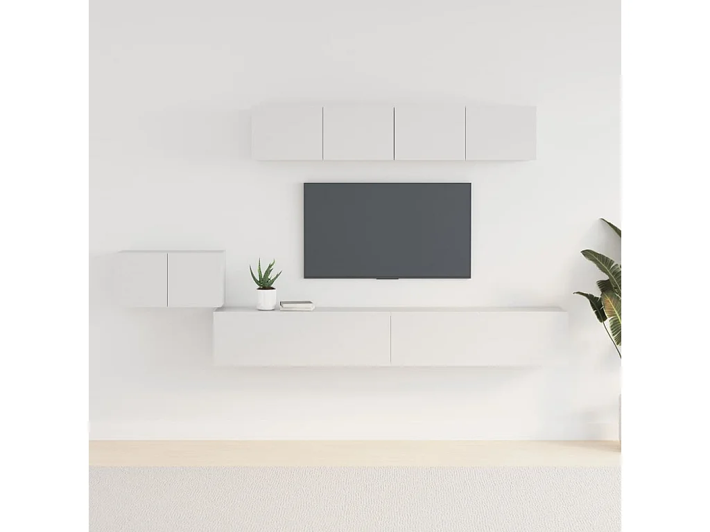 Berkfield 5 Piece TV Cabinet Set White Engineered Wood