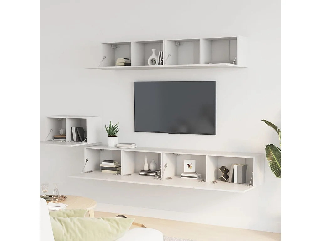 Berkfield 5 Piece TV Cabinet Set White Engineered Wood