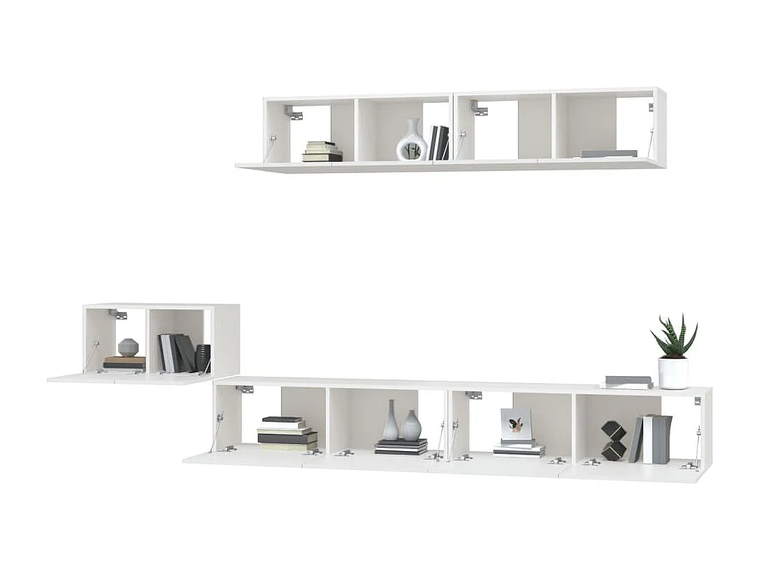 Berkfield 5 Piece TV Cabinet Set White Engineered Wood