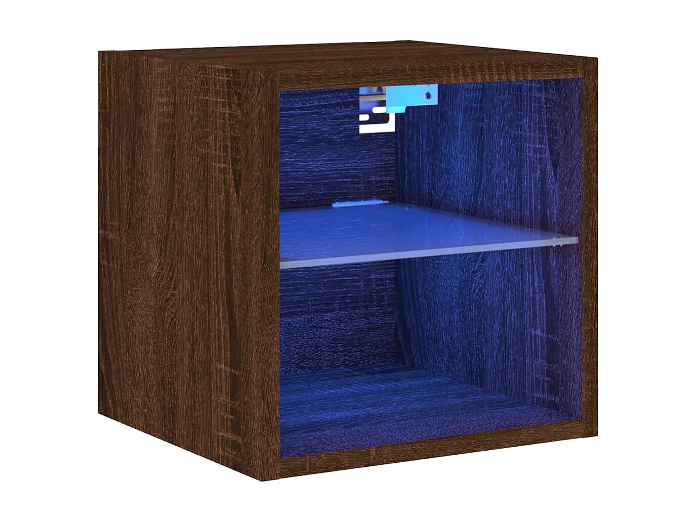 Berkfield TV Wall Cabinet with LED Lights Brown Oak 30x28.5x30 cm
