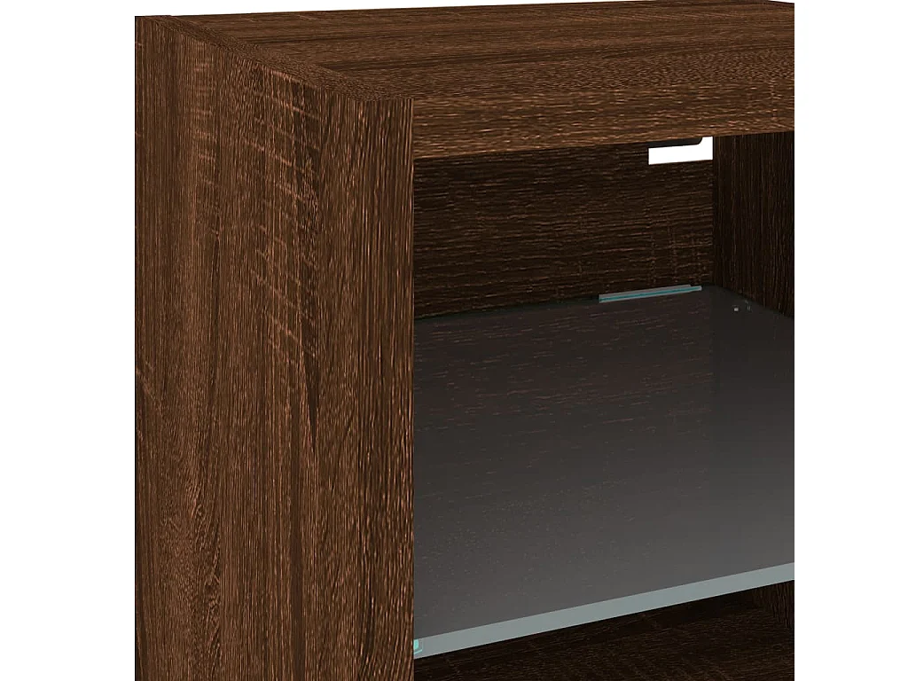 Berkfield TV Wall Cabinet with LED Lights Brown Oak 30x28.5x30 cm