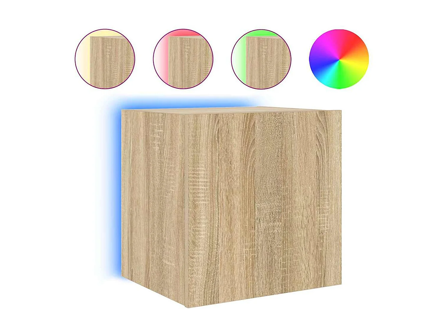 Berkfield TV Wall Cabinet with LED Lights Sonoma Oak 40.5x35x40 cm