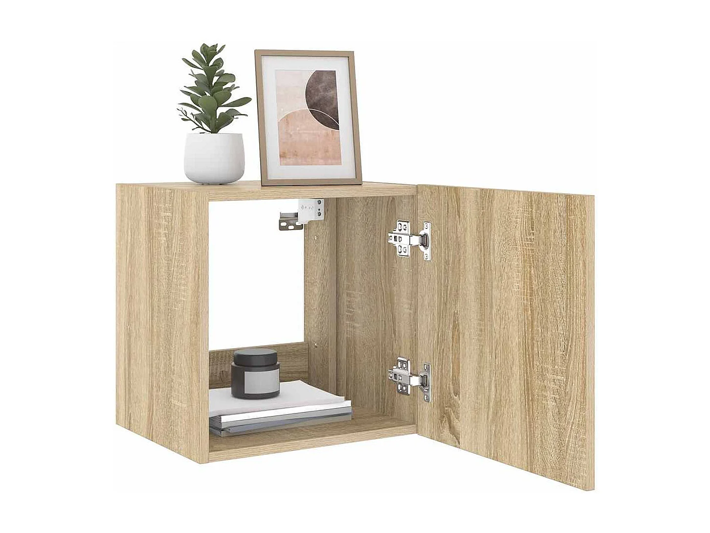 Berkfield TV Wall Cabinet with LED Lights Sonoma Oak 40.5x35x40 cm