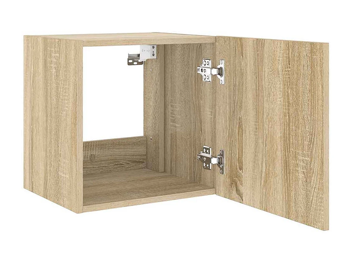 Berkfield TV Wall Cabinet with LED Lights Sonoma Oak 40.5x35x40 cm