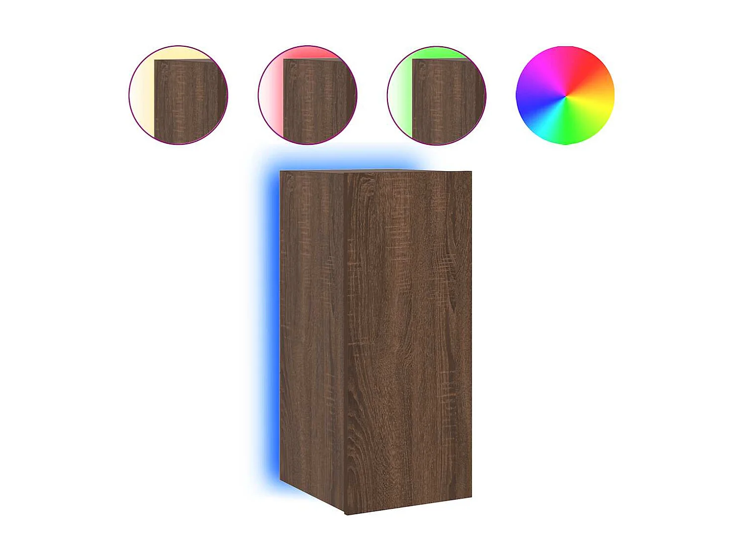 Berkfield TV Wall Cabinet with LED Lights Brown Oak 30.5x35x70 cm