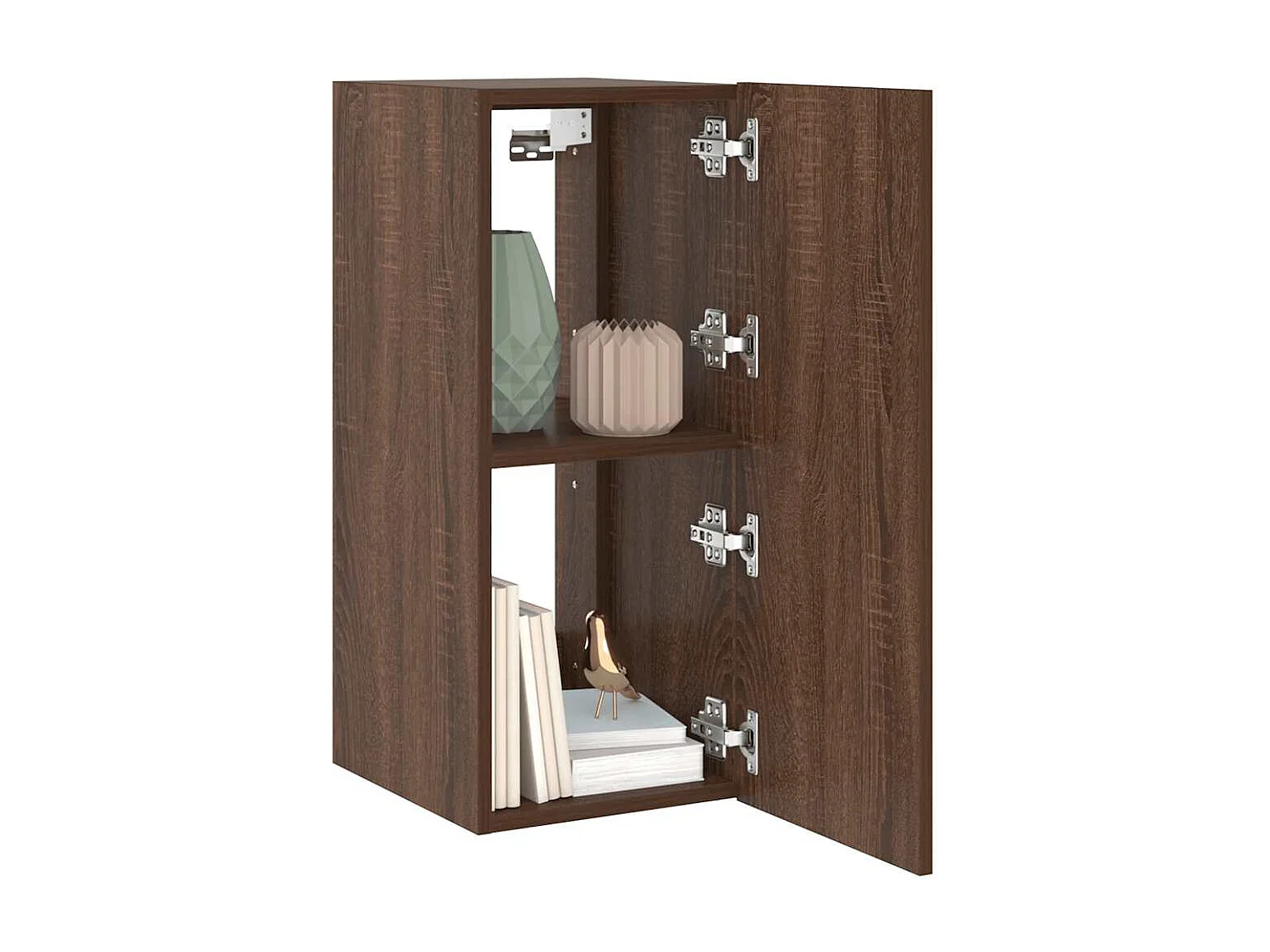 Berkfield TV Wall Cabinet with LED Lights Brown Oak 30.5x35x70 cm