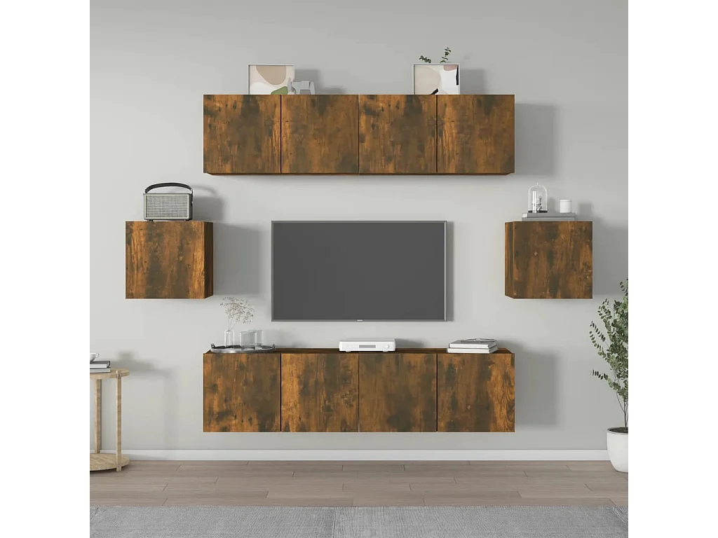 Berkfield 6 Piece TV Cabinet Set Smoked Oak Engineered Wood