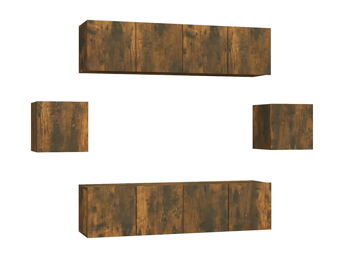 Berkfield 6 Piece TV Cabinet Set Smoked Oak Engineered Wood