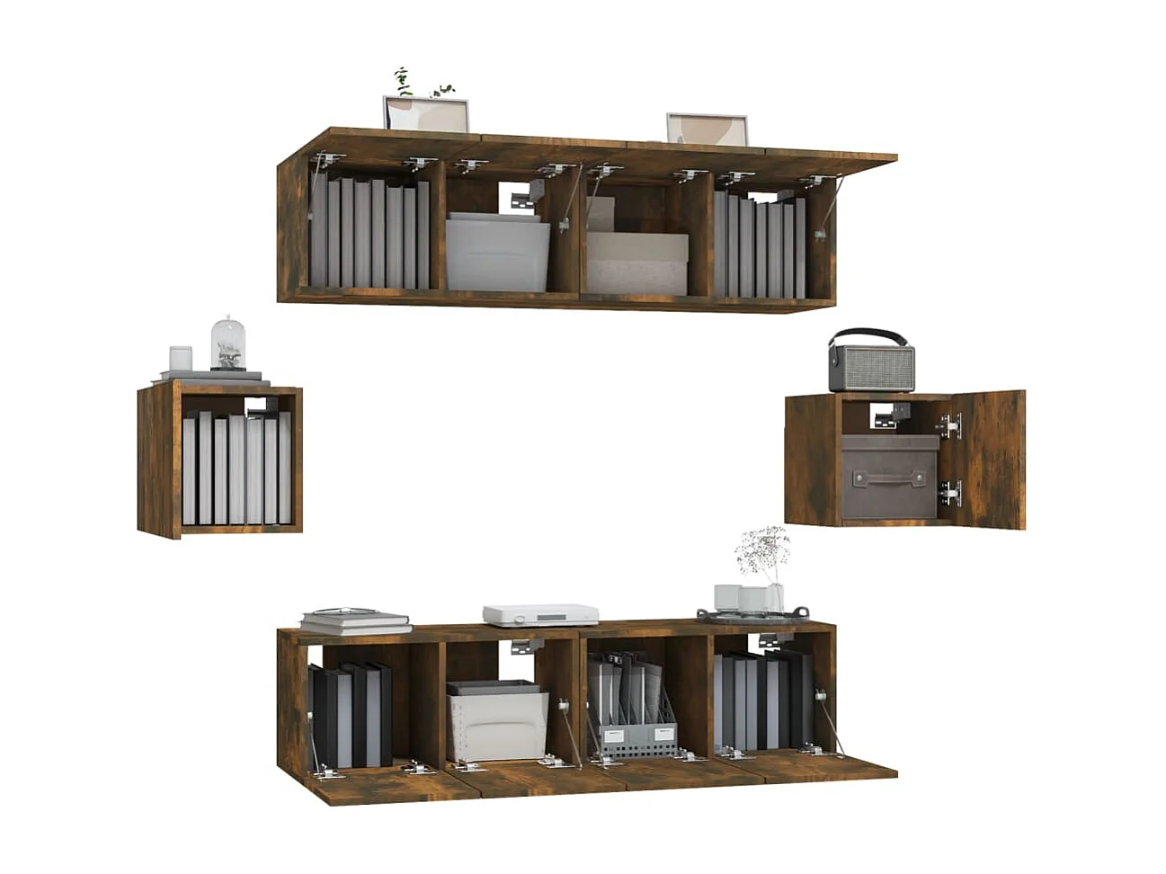 Berkfield 6 Piece TV Cabinet Set Smoked Oak Engineered Wood