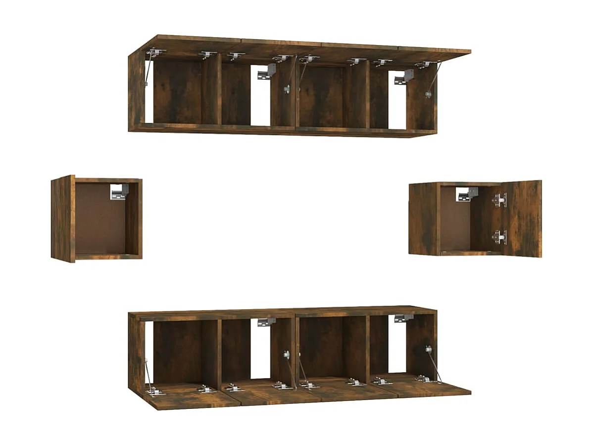 Berkfield 6 Piece TV Cabinet Set Smoked Oak Engineered Wood