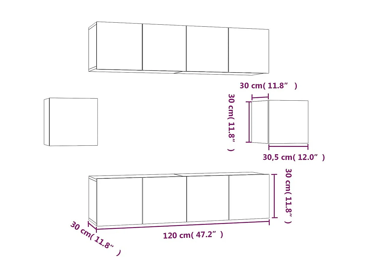 Berkfield 6 Piece TV Cabinet Set Smoked Oak Engineered Wood