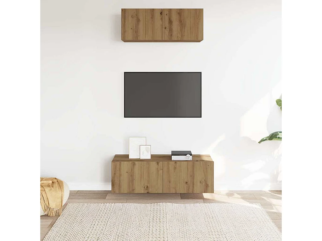 Berkfield 2 Piece TV Cabinet Set Wall-mounted Artisan Oak Engineered Wood