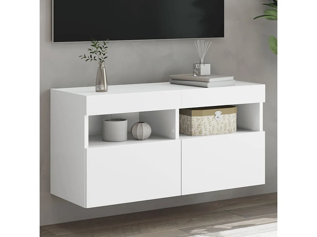 Berkfield TV Wall Cabinet with LED Lights White 80x30x40 cm