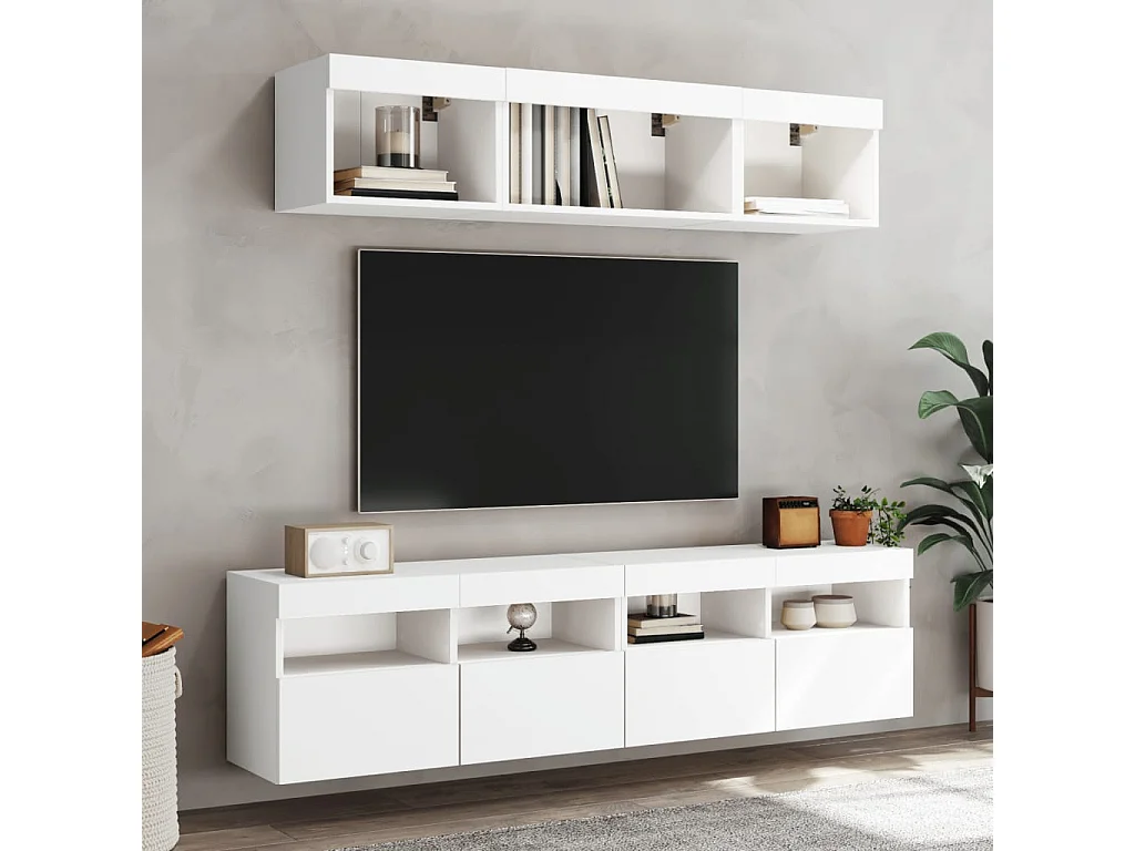 Berkfield TV Wall Cabinet with LED Lights White 80x30x40 cm