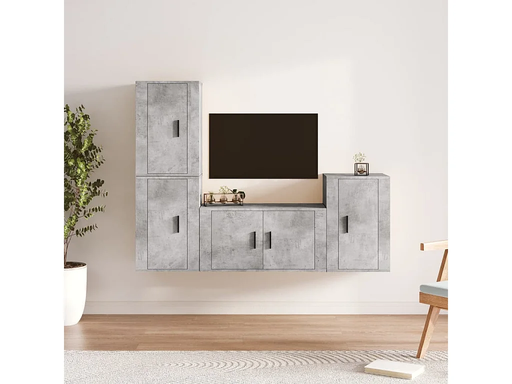 Berkfield 4 Piece TV Cabinet Set Concrete Grey Engineered Wood