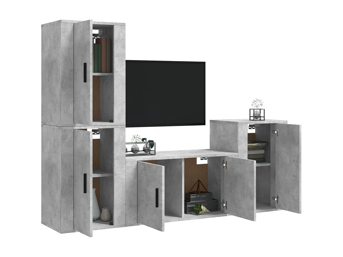 Berkfield 4 Piece TV Cabinet Set Concrete Grey Engineered Wood