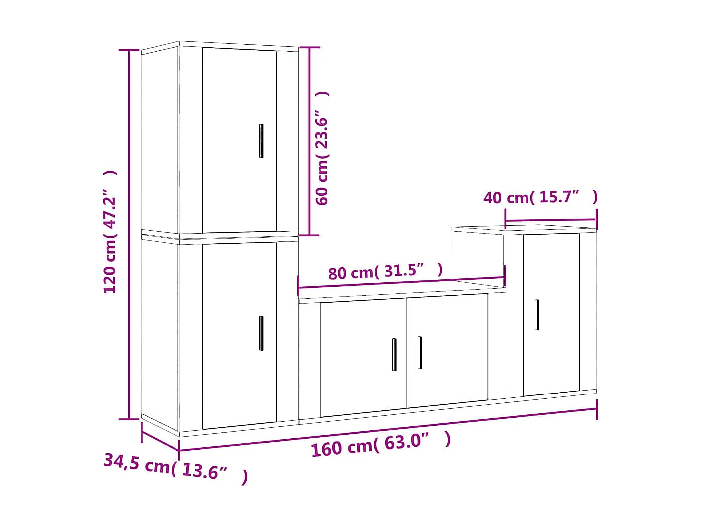 Berkfield 4 Piece TV Cabinet Set Concrete Grey Engineered Wood