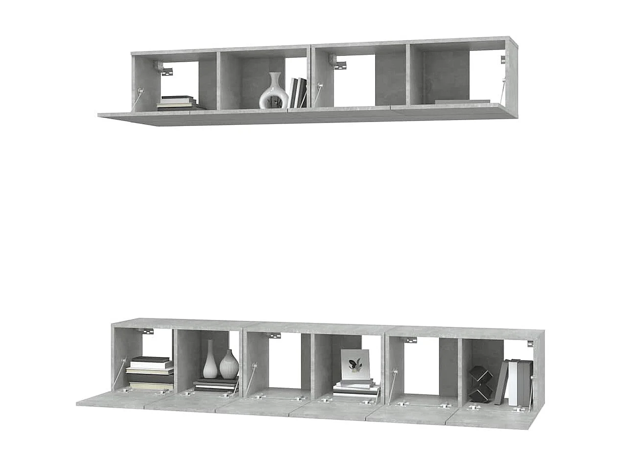 Berkfield 5 Piece TV Cabinet Set Concrete Grey Engineered Wood