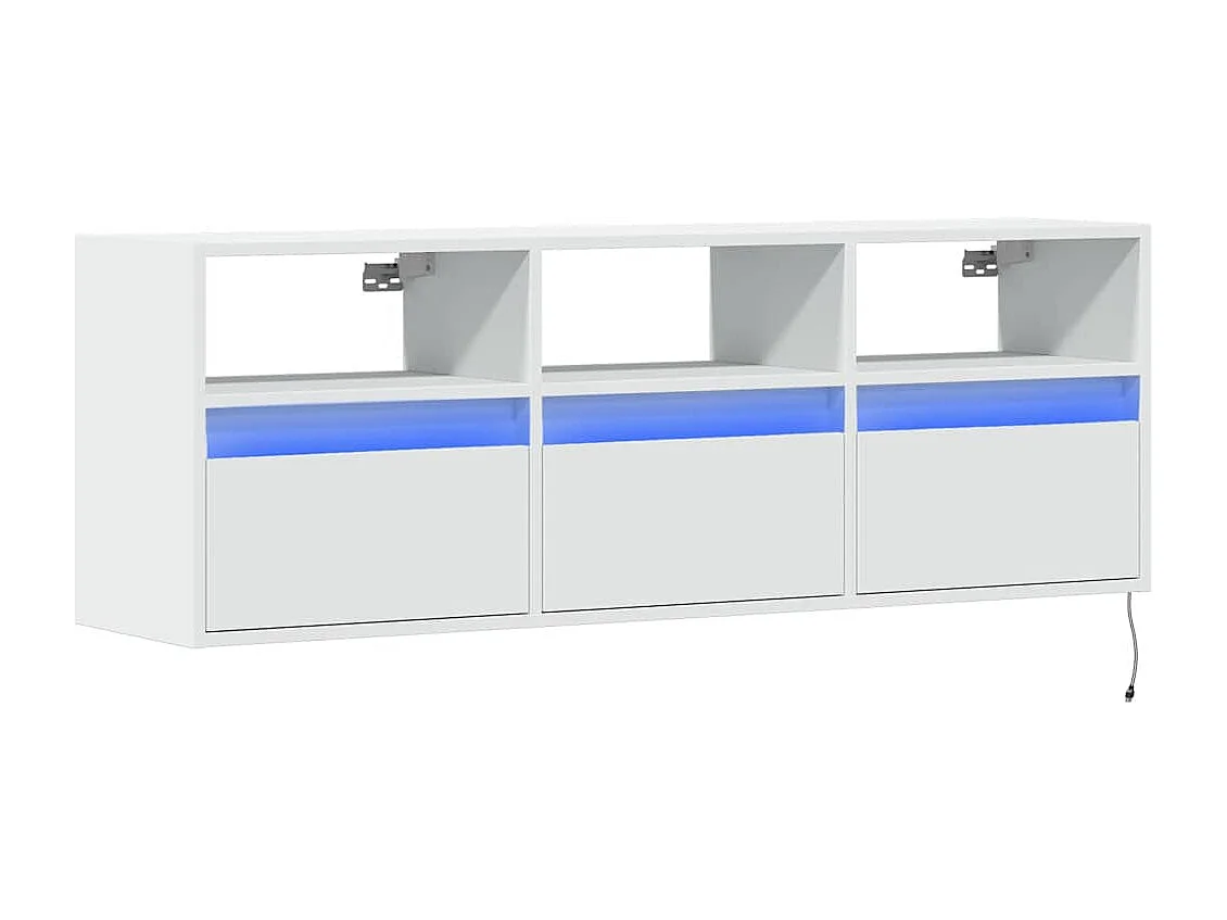Berkfield TV Wall Cabinet with LED Lights White 130x31x45 cm