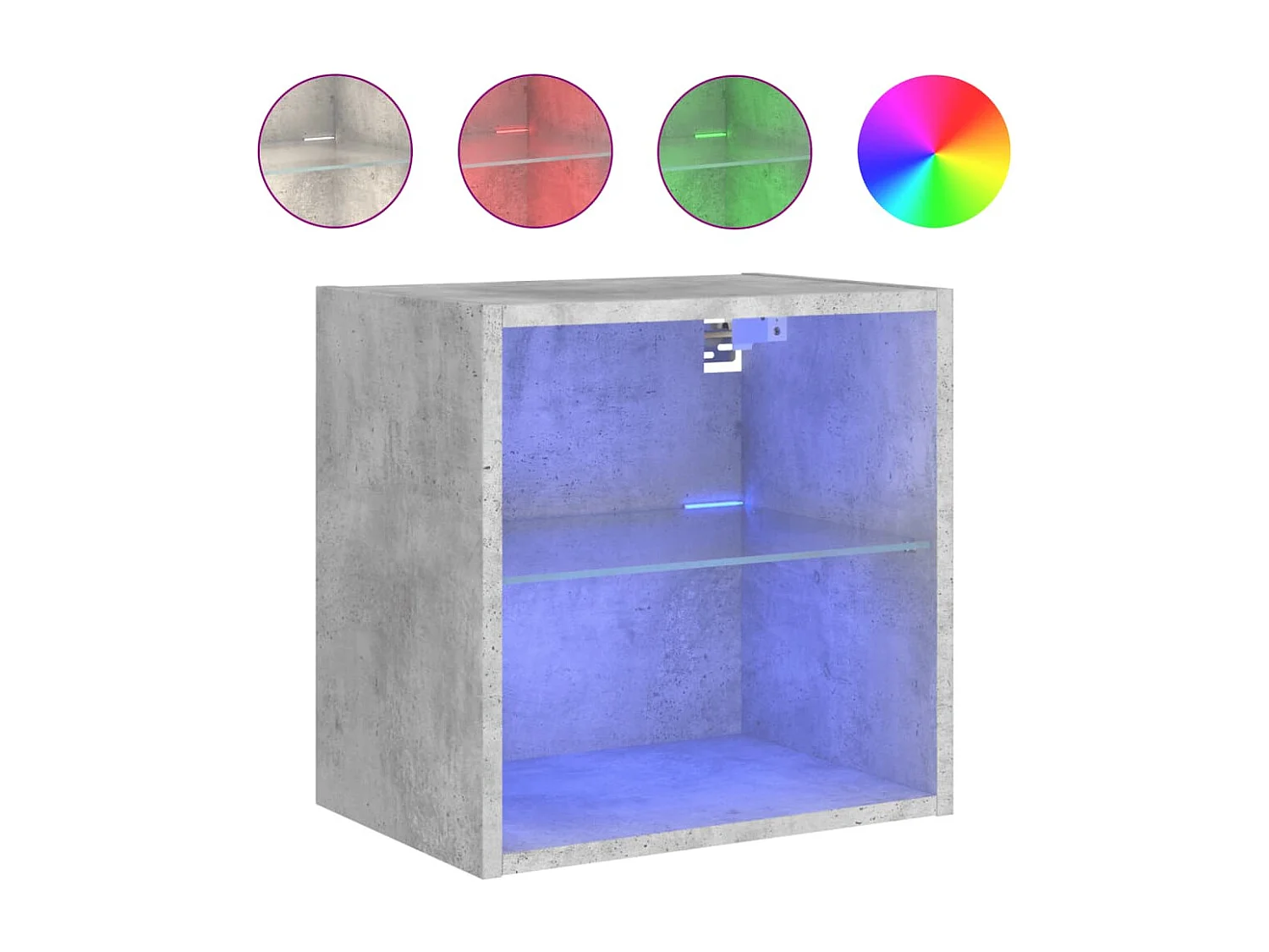 Berkfield Bedside Cabinet with LED Lights Wall-mounted Concrete Grey